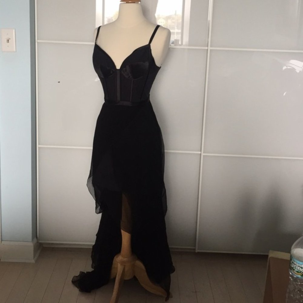 New Nina Ricci silk runway corset bustier slit mesh semisheer maxi dress gown - Picture 8 of 16